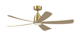Fanimation Kute5 52 inch ceiling fan, Brushed Satin Brass with Natural blades, shown with the LK8534 light kit [Fanimation-FPD5534BSN|CUSTOM|10]