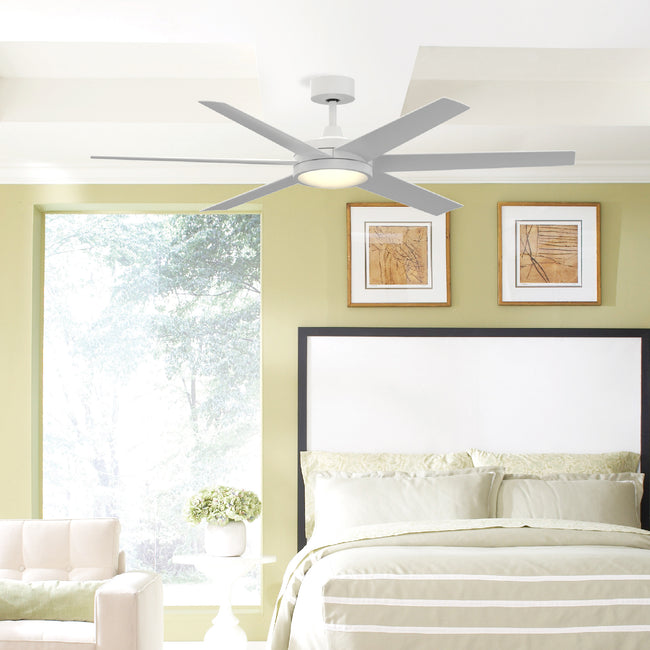 Fanimation FPD6605MW Brawn 64" Ceiling Fan, Matte White: shown in a room setting [Fanimation-FPD6605MW|CUSTOM|1]