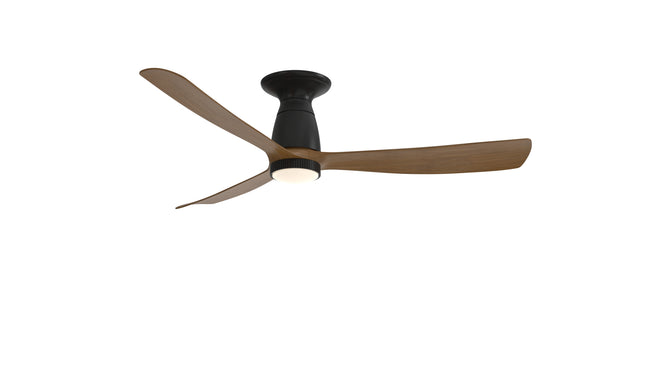 Fanimation FPD8534BLK Kute 52 52" Ceiling Fan, Black with Koa blades: shown with the LK8561 knurled light kit, flush mounted with the CCK8534 kit [Fanimation-FPD8534BLK|CUSTOM|4]