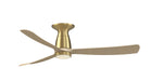 Fanimation FPD8534BSN Kute 52 52" Ceiling Fan, Brushed Satin Brass with Natural blades: shown with the LK8561 knurled light kit, flush mounted with the CCK8534 kit [Fanimation-FPD8534BSN|CUSTOM|3]