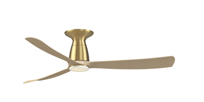 Fanimation FPD8534BSN Kute 52 52" Ceiling Fan, Brushed Satin Brass with Natural blades: shown with the LK8534 light kit, flush mounted with the CCK8534 kit [Fanimation-FPD8534BSN|CUSTOM|4]