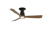 Fanimation FPD8547BLK Kute 44 44" Ceiling Fan, Black with Koa blades: shown with the LK8560 double-walled light kit, flush mounted with the CCK8534 kit [Fanimation-FPD8547BLK|CUSTOM|2]