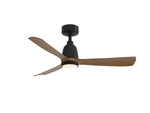 Fanimation FPD8547BLK Kute 44 44" Ceiling Fan, Black with Koa blades: shown with the LK8561 knurled light kit [Fanimation-FPD8547BLK|CUSTOM|6]