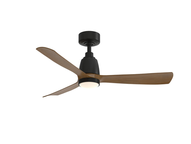 Fanimation FPD8547BLK Kute 44 44" Ceiling Fan, Black with Koa blades: shown with the LK8561 knurled light kit [Fanimation-FPD8547BLK|CUSTOM|6]