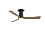 Fanimation FPD8547BLK Kute 44 44" Ceiling Fan, Black with Koa blades: shown with the LK8534 light kit, flush mounted with the CCK8534 kit [Fanimation-FPD8547BLK|CUSTOM|7]