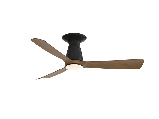 Fanimation FPD8547BLK Kute 44 44" Ceiling Fan, Black with Koa blades: shown with the LK8534 light kit, flush mounted with the CCK8534 kit [Fanimation-FPD8547BLK|CUSTOM|7]