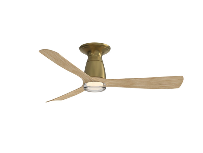 Fanimation FPD8547BSN Kute 44 44" Ceiling Fan, Brushed Satin Brass with Natural blades: shown with the LK8560 double-walled light kit, flush mounted with the CCK8534 kit [Fanimation-FPD8547BSN|CUSTOM|2]