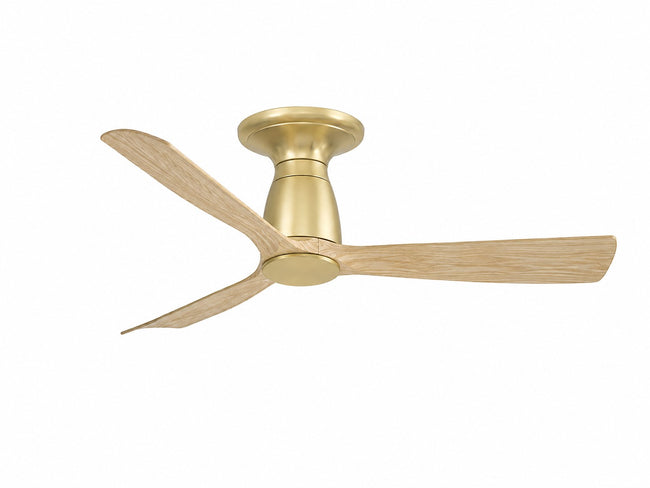 Fanimation FPD8547BSN Kute 44 44" Ceiling Fan, Brushed Satin Brass with Natural blades: shown flush mounted with the CCK8534 close-to-ceiling kit [Fanimation-FPD8547BSN|CUSTOM|4]