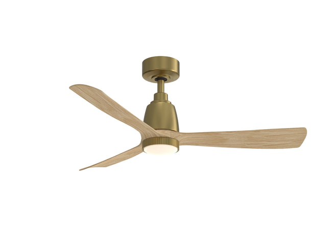 Fanimation FPD8547BSN Kute 44 44" Ceiling Fan, Brushed Satin Brass with Natural blades: shown with the LK8561 knurled light kit [Fanimation-FPD8547BSN|CUSTOM|6]