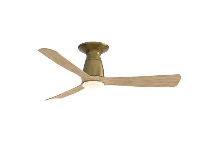 Fanimation FPD8547BSN Kute 44 44" Ceiling Fan, Brushed Satin Brass with Natural blades: shown with the LK8534 light kit, flush mounted with the CCK8534 kit [Fanimation-FPD8547BSN|CUSTOM|7]