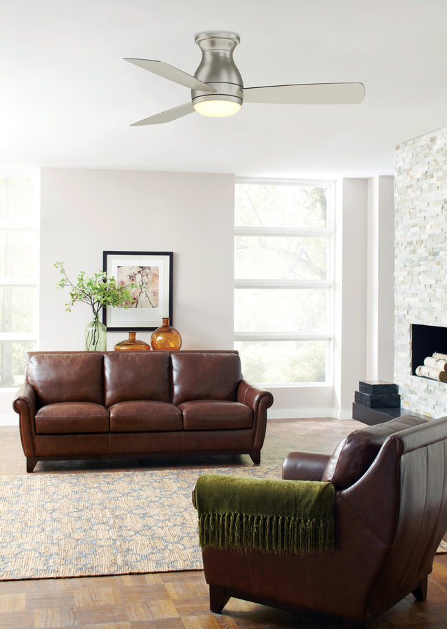 Fanimation FPS8332BBNW Hugh 44 44"Ceiling Fan, Brushed Nickel: shown in a room setting [Fanimation-FPS8332BBNW|CUSTOM|1]