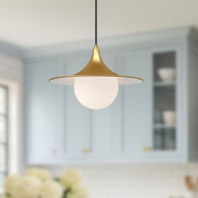 Fuji Pendant - room setting, Brushed Gold/Opal Matte Glass [Alora-PD525113BGOP|CUSTOM|3]