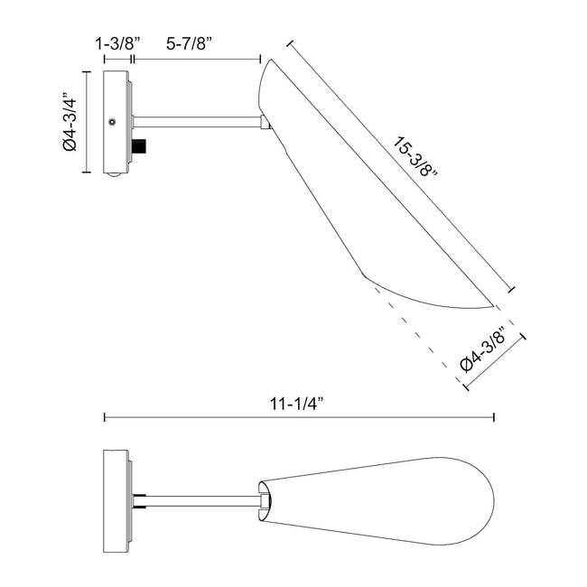 Gabriel Wall and Vanity Light - dimension drawing 2 [Alora-WV572205MBAG|CUSTOM|2]