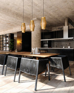 Hana 9" Pendant - room setting, Aged Gold/Opal Matte Glass [Alora-PD434509AGOP|CUSTOM|3]