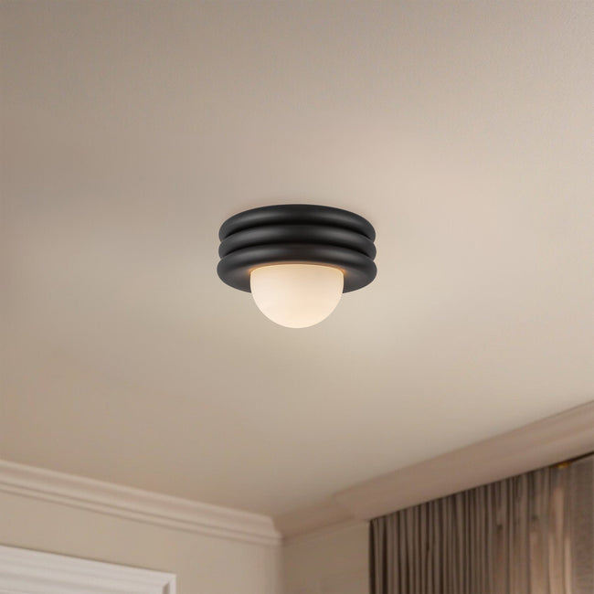 Harvey 12" Semi-Flush Mount - room setting, Matte Black [Alora-SF426012MB|CUSTOM|1]
