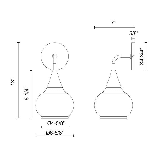 Hazel Wall and Vanity Light - dimension drawing 2 [Alora-WV524006AGCL|CUSTOM|2]