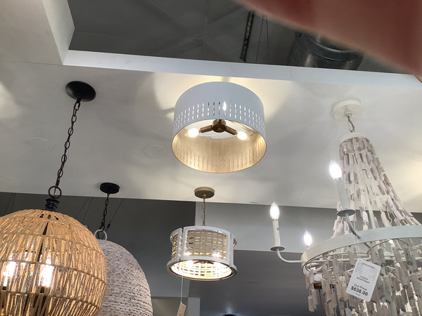 Three Light Semi-Flush Mount from the Dash Collection in Aged Brass and White Finish by Capital Lighting (Clearance Display, Final Sale)