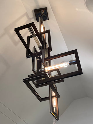 Seven Light Pendant from the Enigma Collection in Bronze With Polished Stainless Finish by Troy Lighting (Clearance Display, Final Sale)