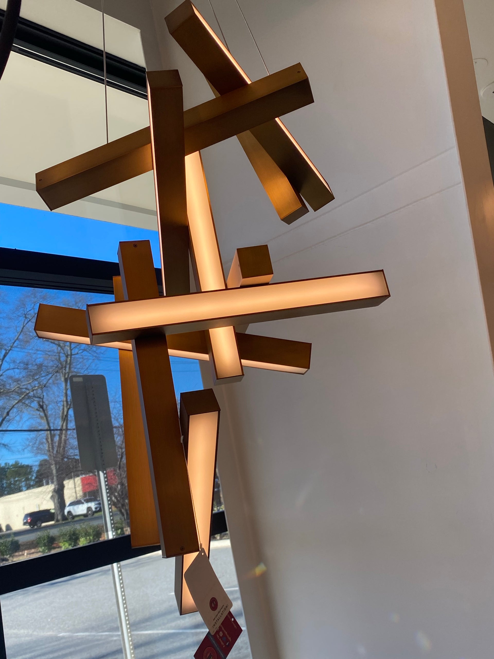 LED Chandelier from the Chaos Collection in Aged Brass Finish by Modern Forms (Clearance  Display, Final Sale)