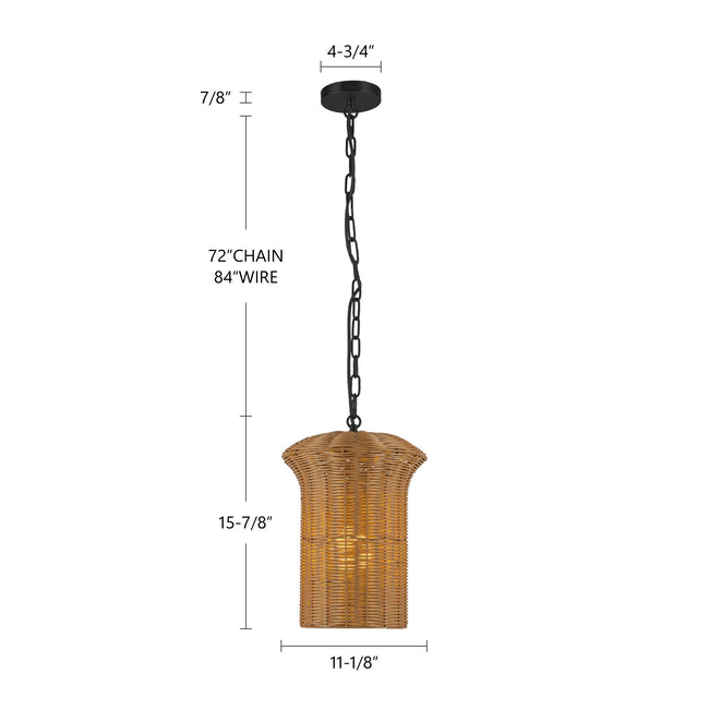 Kai 11" Pendant - dimension drawing [Alora-PD641011BG|CUSTOM|1]