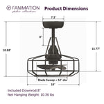 Fanimation LP3071LGR Archive - 18 inch - GR with WE Blades: product dimensions diagram [Fanimation-LP3071LGR|CUSTOM|5]