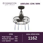 Fanimation LP3071LGR Archive - 18 inch - GR with WE Blades: airflow CFM and RPM chart [Fanimation-LP3071LGR|CUSTOM|6]