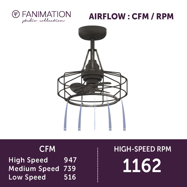 Fanimation LP3071LGR Archive - 18 inch - GR with WE Blades: airflow CFM and RPM chart [Fanimation-LP3071LGR|CUSTOM|6]
