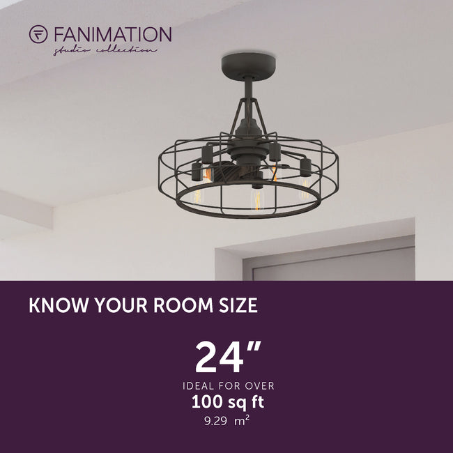 Fanimation LP3072LGR Archive - 24 inch - GR with WE Blades and LED LK: room size guide [Fanimation-LP3072LGR|CUSTOM|4]