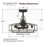 Fanimation LP3072LGR Archive - 24 inch - GR with WE Blades and LED LK: product dimensions diagram [Fanimation-LP3072LGR|CUSTOM|5]