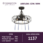 Fanimation LP3072LGR Archive - 24 inch - GR with WE Blades and LED LK: airflow CFM and RPM chart [Fanimation-LP3072LGR|CUSTOM|6]