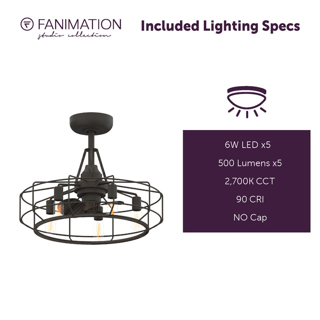 Fanimation LP3072LGR Archive - 24 inch - GR with WE Blades and LED LK: included lighting specs [Fanimation-LP3072LGR|CUSTOM|7]