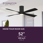 Fanimation LP6804LBL AireFlush - 52 inch - BL with BL Blades and LED LK: room size guide [Fanimation-LP6804LBL|CUSTOM|4]
