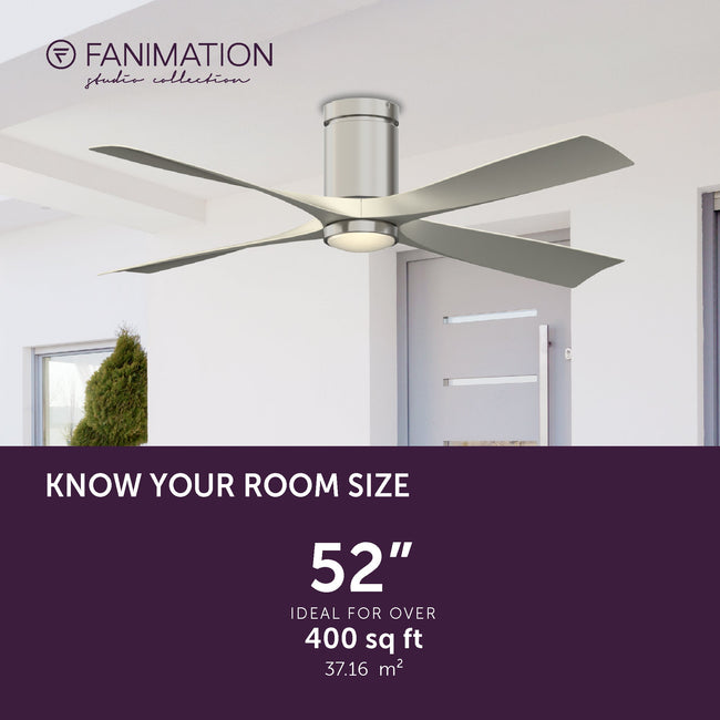 Fanimation LP6804LBN AireFlush - 52 inch - BN with BN Blades and LED LK: room size guide [Fanimation-LP6804LBN|CUSTOM|4]