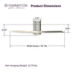 Fanimation LP6804LBN AireFlush - 52 inch - BN with BN Blades and LED LK: product dimensions diagram [Fanimation-LP6804LBN|CUSTOM|5]