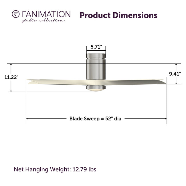 Fanimation LP6804LBN AireFlush - 52 inch - BN with BN Blades and LED LK: product dimensions diagram [Fanimation-LP6804LBN|CUSTOM|5]