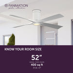 Fanimation LP6804LMW AireFlush - 52 inch - MW with MW Blades and LED LK: room size guide [Fanimation-LP6804LMW|CUSTOM|4]