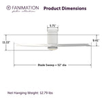 Fanimation LP6804LMW AireFlush - 52 inch - MW with MW Blades and LED LK: product dimensions diagram [Fanimation-LP6804LMW|CUSTOM|5]