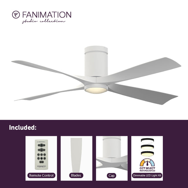 Fanimation LP6804LMW AireFlush - 52 inch - MW with MW Blades and LED LK: what's included card [Fanimation-LP6804LMW|CUSTOM|2]