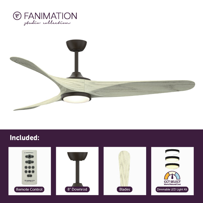 Fanimation LP6821LAZ Yardley - 64 inch - AZ with Light Oak Blade and LED LK: what's included card [Fanimation-LP6821LAZ|CUSTOM|2]