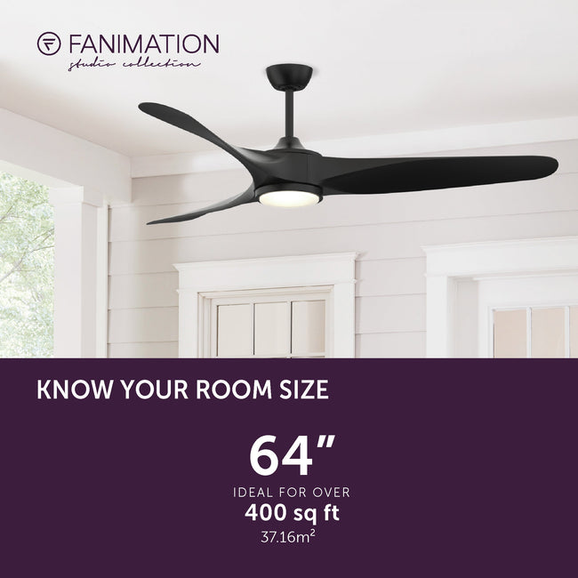 Fanimation LP6821LBL Yardley - 64 inch - BL with BL Blade and LED LK: room size guide [Fanimation-LP6821LBL|CUSTOM|4]