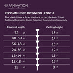 Fanimation LP6821LBL Yardley - 64 inch - BL with BL Blade and LED LK: recommended downrod length chart [Fanimation-LP6821LBL|CUSTOM|8]