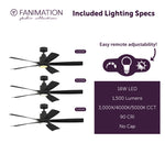 Fanimation LP6834LBL Kwint - 52 inch - BL with BL Blades and LED LK: included lighting specs [Fanimation-LP6834LBL|CUSTOM|7]