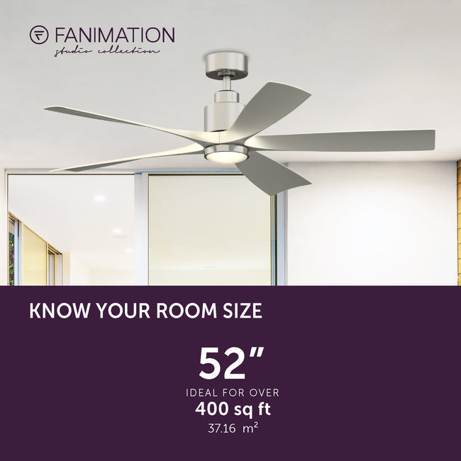 Fanimation LP6834LBN Kwint - 52 inch - BN with BN Blades and LED LK: room size guide [Fanimation-LP6834LBN|CUSTOM|4]
