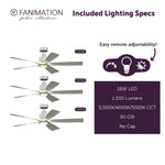 Fanimation LP6834LBN Kwint - 52 inch - BN with BN Blades and LED LK: included lighting specs [Fanimation-LP6834LBN|CUSTOM|7]