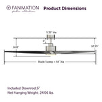 Fanimation LP6864LBN SixtyFour - 64 inch - BN with BL Blade and LED LK: product dimensions diagram [Fanimation-LP6864LBN|CUSTOM|5]