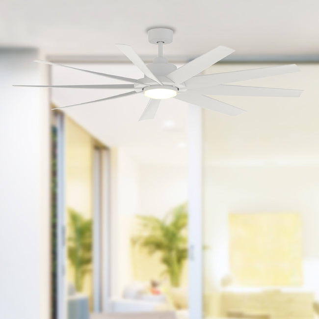Fanimation LP6864LMW SixtyFour - 64 inch - MW with MW Blade and LED LK: shown installed in a room [Fanimation-LP6864LMW|CUSTOM|3]