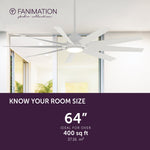 Fanimation LP6864LMW SixtyFour - 64 inch - MW with MW Blade and LED LK: room size guide [Fanimation-LP6864LMW|CUSTOM|4]