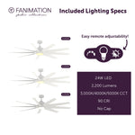 Fanimation LP6864LMW SixtyFour - 64 inch - MW with MW Blade and LED LK: included lighting specs [Fanimation-LP6864LMW|CUSTOM|7]