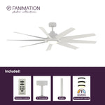 Fanimation LP6864LMW SixtyFour - 64 inch - MW with MW Blade and LED LK: what's included card [Fanimation-LP6864LMW|CUSTOM|2]
