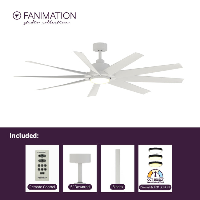 Fanimation LP6864LMW SixtyFour - 64 inch - MW with MW Blade and LED LK: what's included card [Fanimation-LP6864LMW|CUSTOM|2]